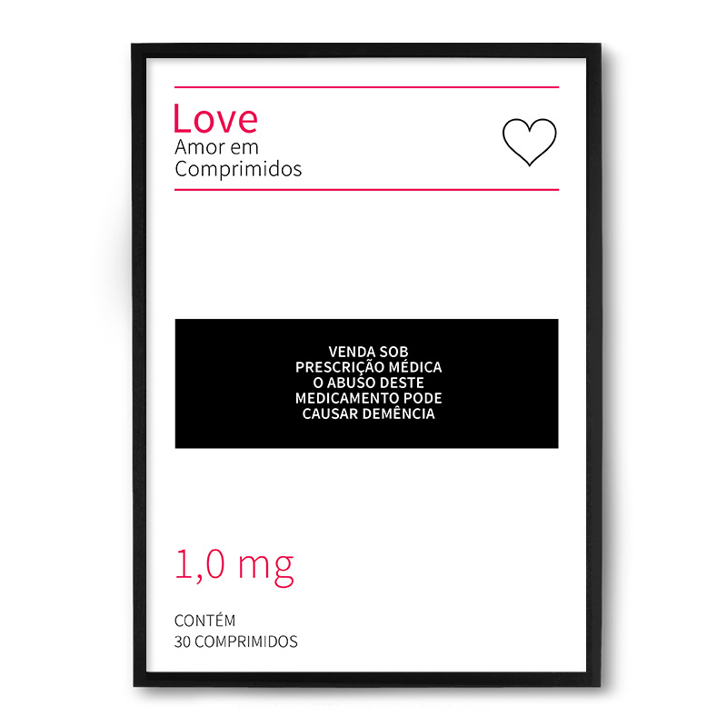 Quadro Nerderia Love Comprimidos