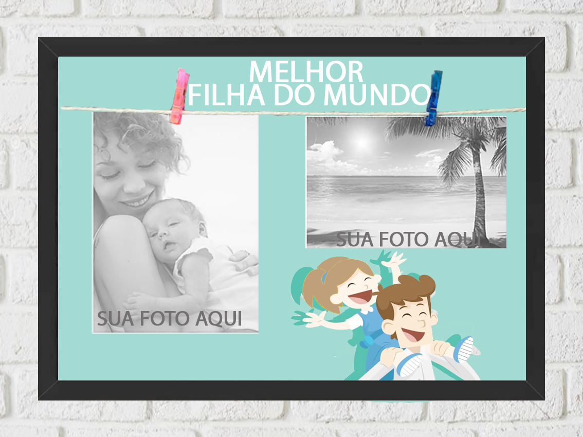 Quadro Porta Foto e Recadinho com Varal 23x33cm melhor filha preto