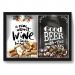 Quadro Porta Rolha Vinho E Tampinha Cerveja (2 Em 1) 33x43 cm  - Com LED Nerderia e Lojaria breakfast e Good beer black preto