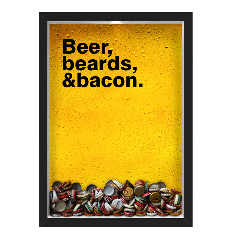 Quadro Porta Tampinhas Nerderia Beer Beards And Bacon