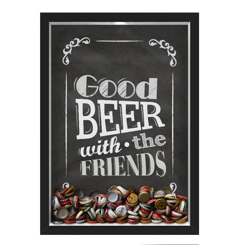 Quadro Porta Tampinhas Nerderia Good Beer Black