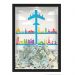 Quadro mapa  33x43 cm NERDERIA E LOJARIA viagens aviao paises preto