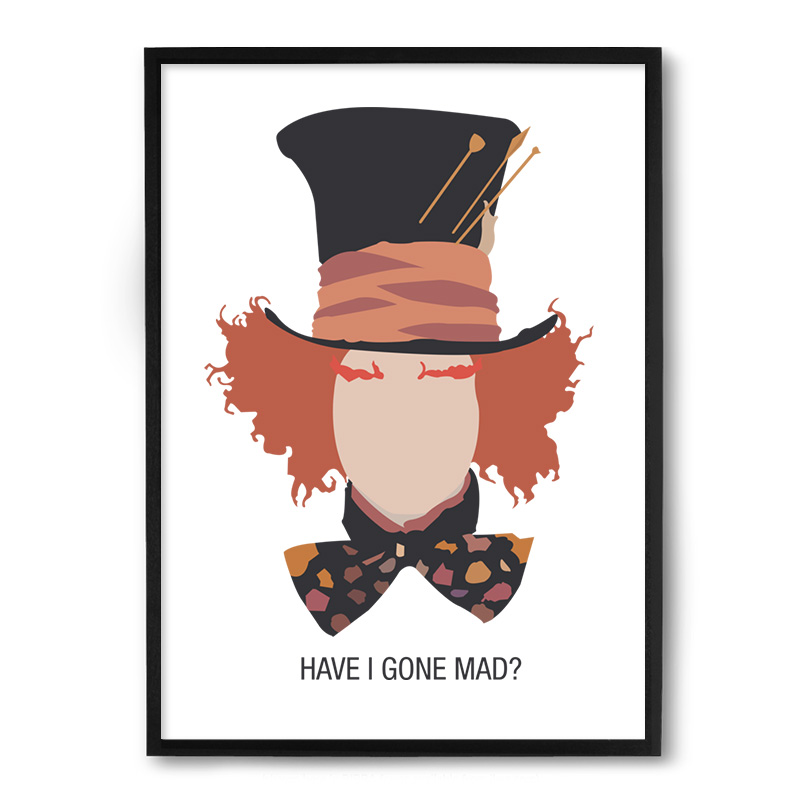 Quadro/Poster Nerderia Chapeleiro Minimalista