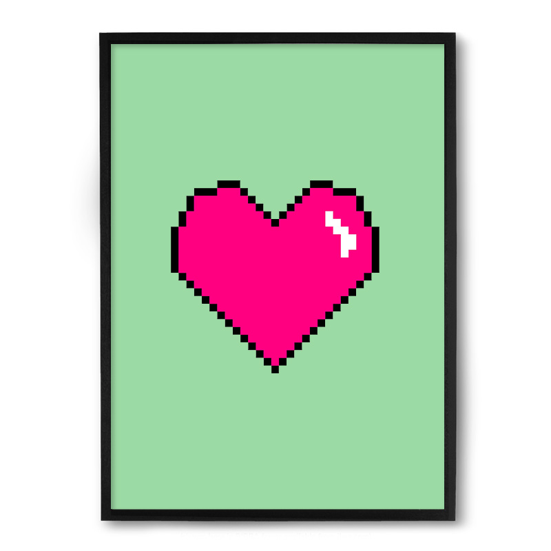 Quadro/Poster Nerderia Coracao Pixels