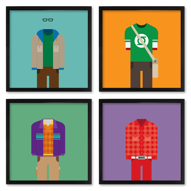 Quadros 20X20 (4 Uni) Nerderia Big Bang Theory Roupas