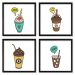 Quadros 20X20 (4 Uni) Nerderia Cafe Cartoon