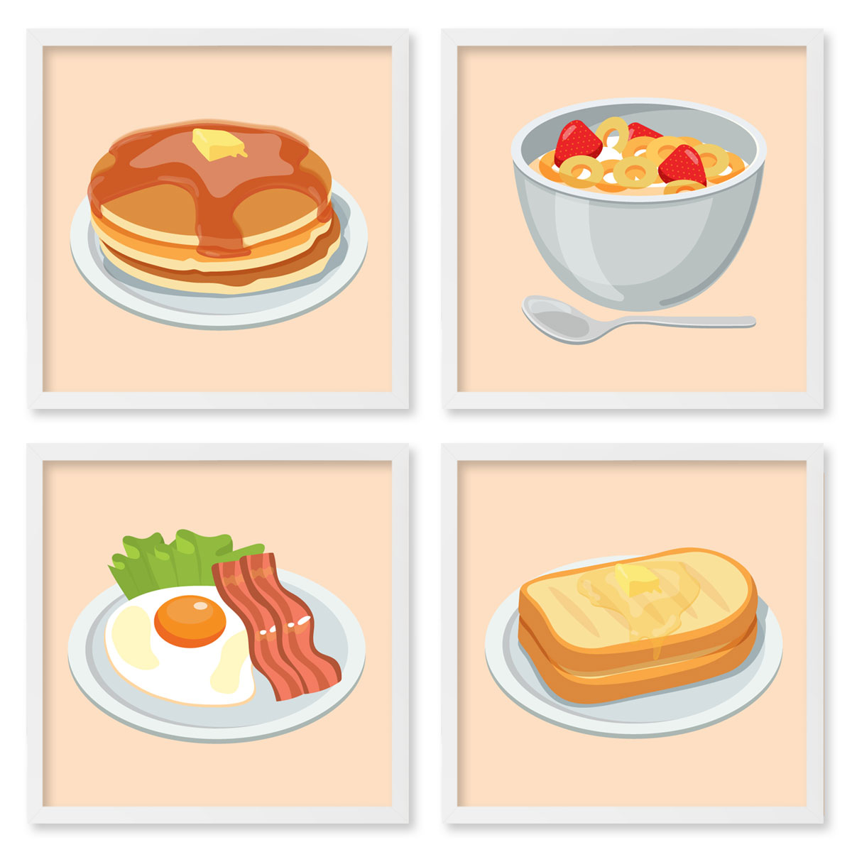 Quadros 20X20 (4 Uni) Nerderia Cafe Da Manha Ilustracao