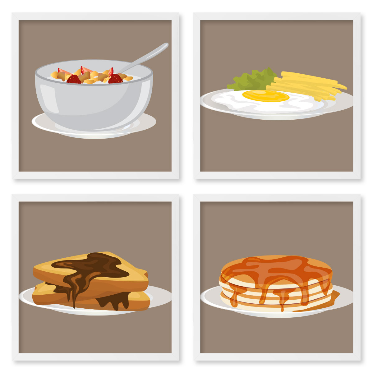 Quadros 20X20 (4 Uni) Nerderia Cafe Da Manha Vetor