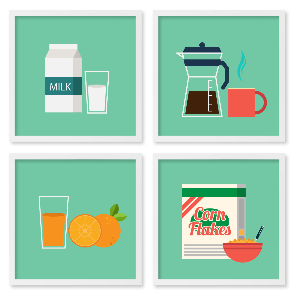 Quadros 20X20 (4 Uni) Nerderia Cafe Fundo Verde 01