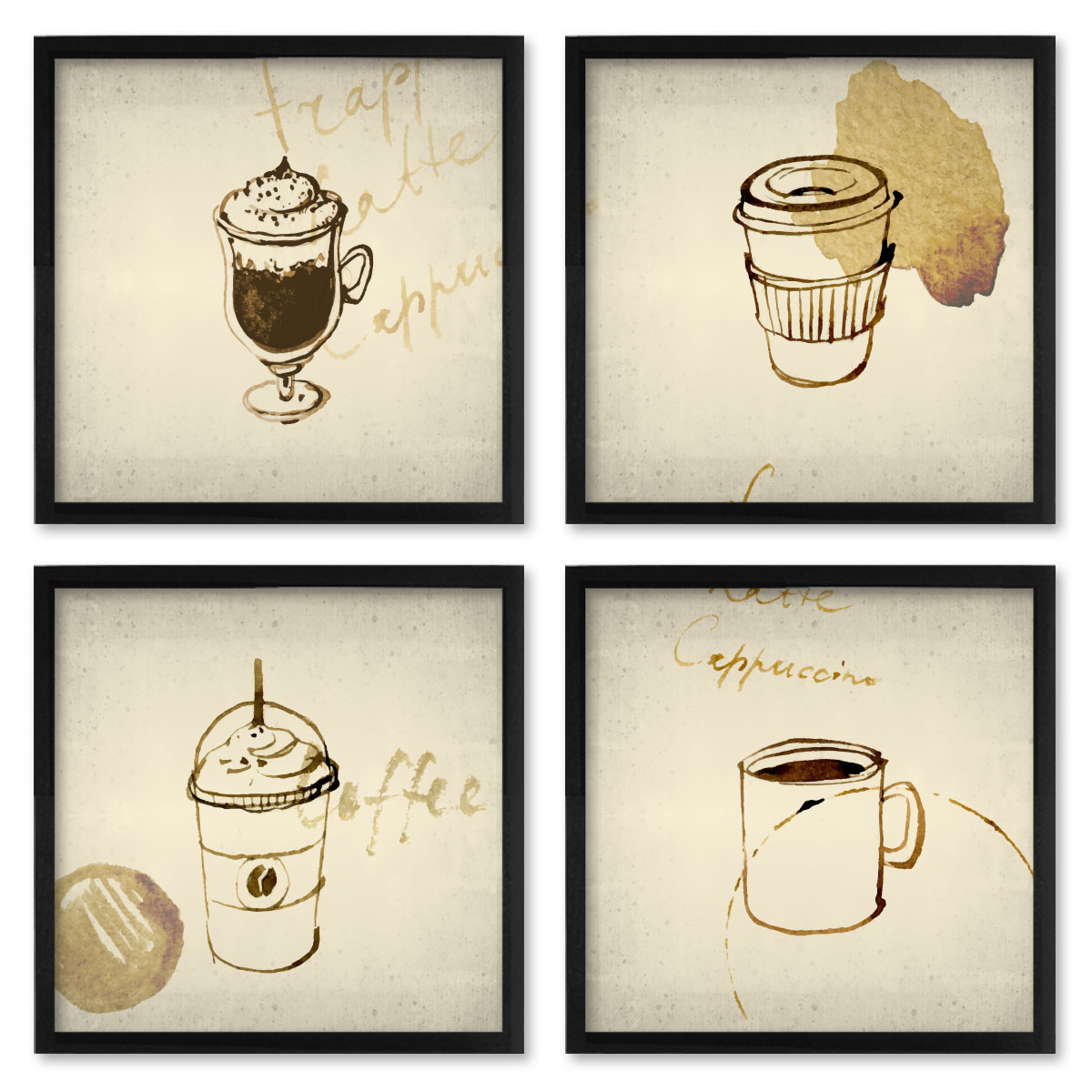 Quadros 20X20 (4 Uni) Nerderia Cafe Vintage