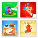 Quadros 20X20 (4 Uni) Nerderia Cafes Da Manha