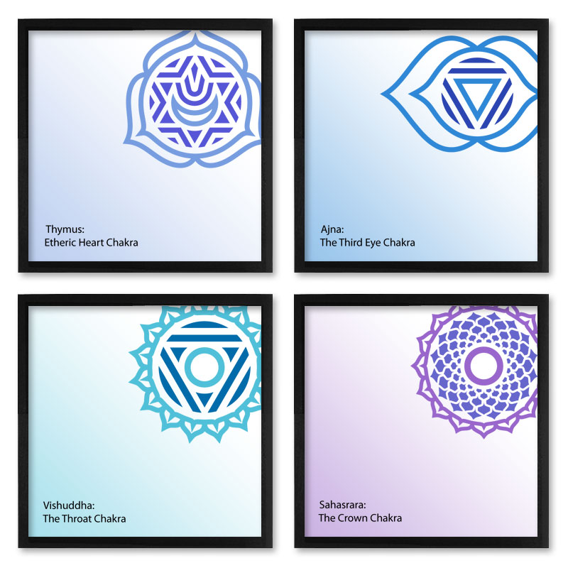 Quadros 20X20 (4 Uni) Nerderia Chakras Linhas 02