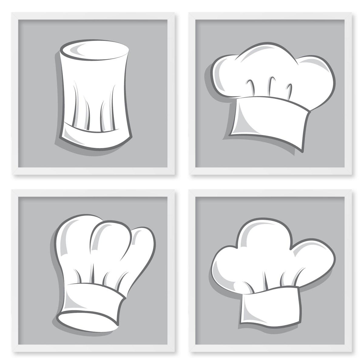 Quadros 20X20 (4 Uni) Nerderia Chapeus De Chef