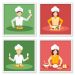 Quadros 20X20 (4 Uni) Nerderia Chefs Vetor