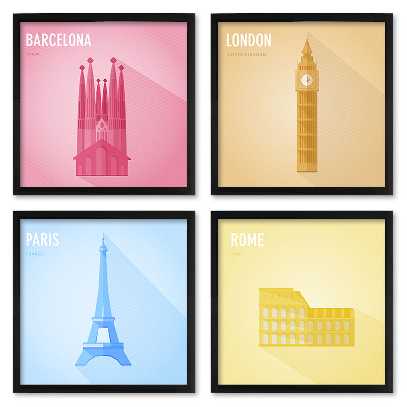 Quadros 20X20 (4 Uni) Nerderia Cidades 01
