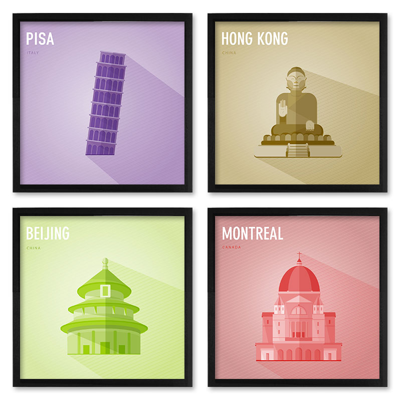Quadros 20X20 (4 Uni) Nerderia Cidades 03