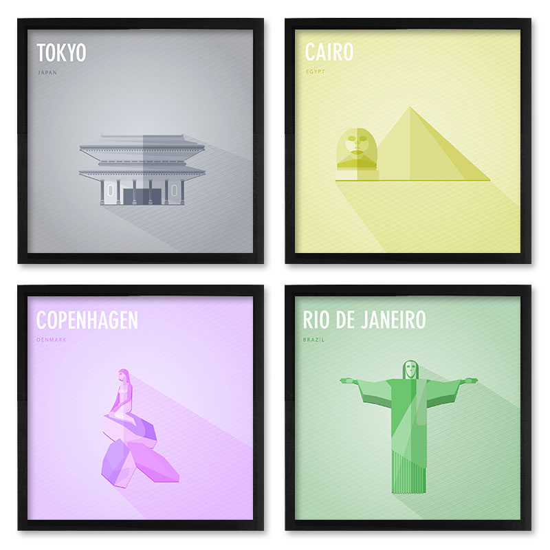 Quadros 20X20 (4 Uni) Nerderia Cidades 04