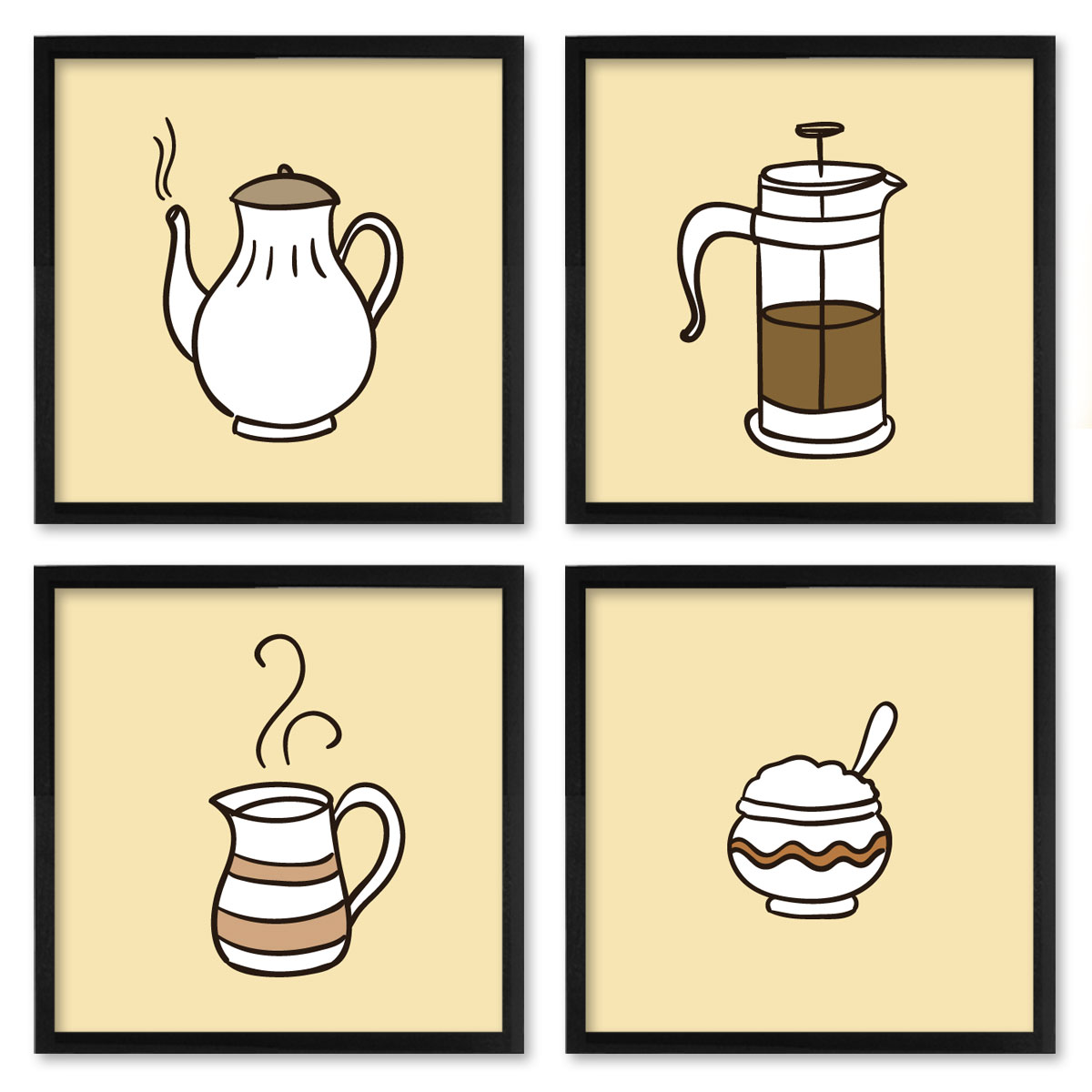 Quadros 20X20 (4 Uni) Nerderia Coffee Desenho 01