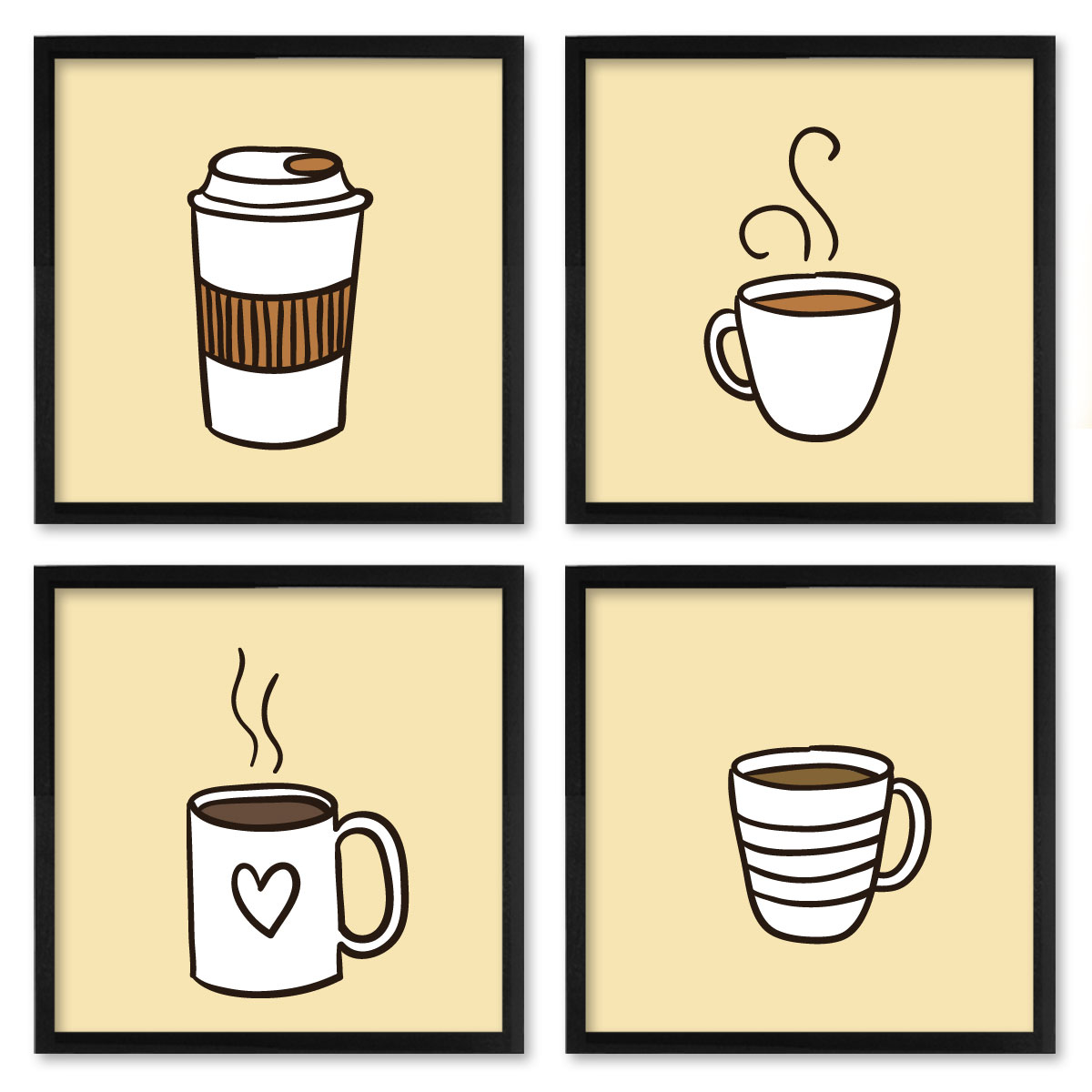 Quadros 20X20 (4 Uni) Nerderia Coffee Desenho 02