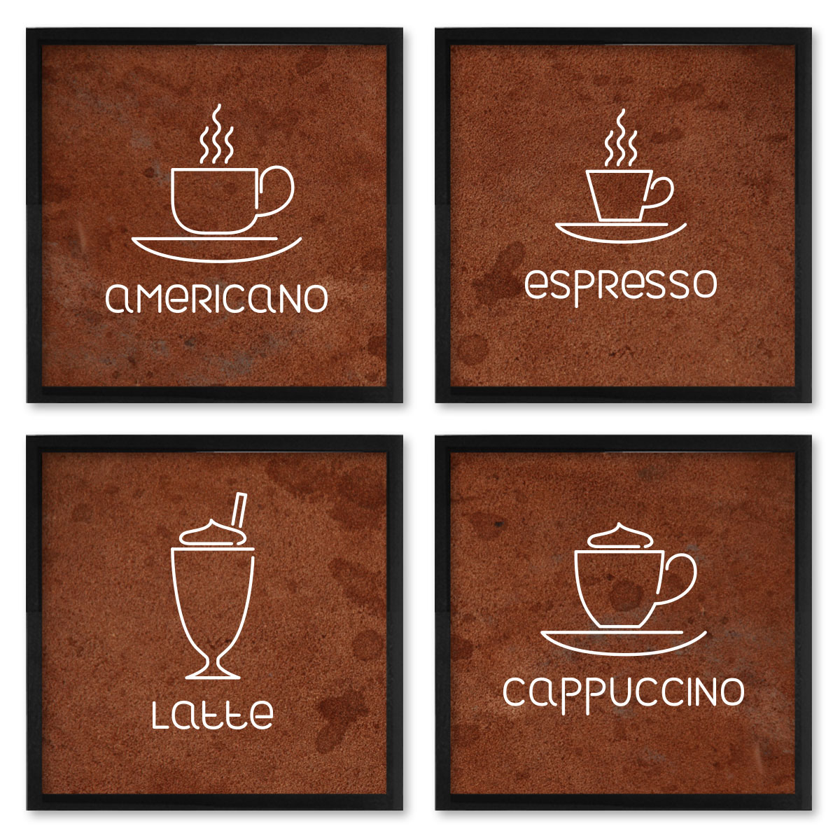 Quadros 20X20 (4 Uni) Nerderia Coffee Icons 01