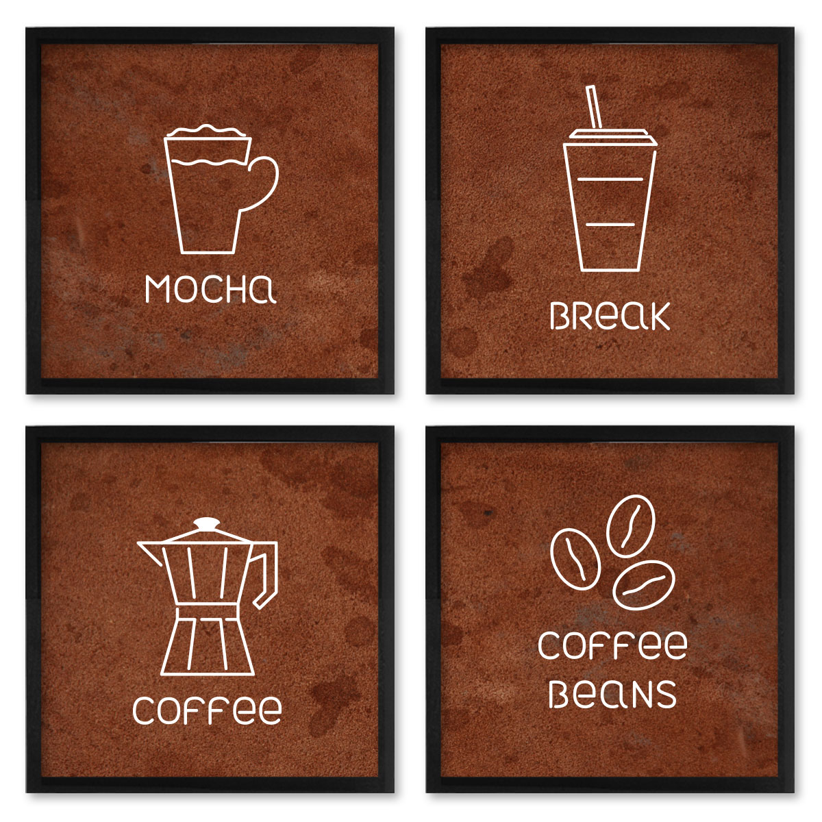 Quadros 20X20 (4 Uni) Nerderia Coffee Icons 02