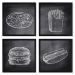 Quadros 20X20 (4 Uni) Nerderia Comida Quadro Negro