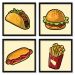 Quadros 20X20 (4 Uni) Nerderia Comidas Desenho