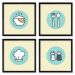 Quadros 20X20 (4 Uni) Nerderia Cozinha Icones