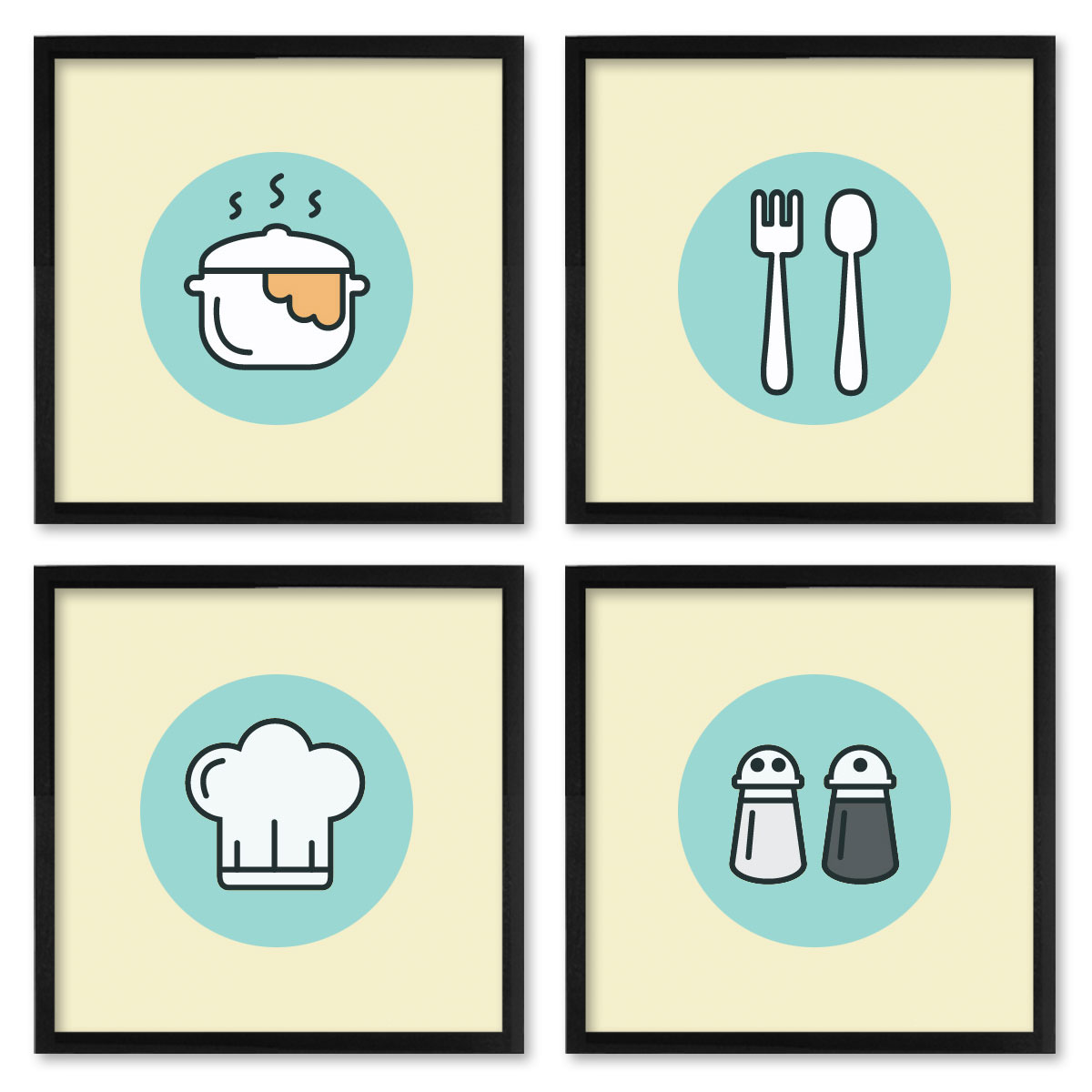 Quadros 20X20 (4 Uni) Nerderia Cozinha Icones