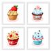 Quadros 20X20 (4 Uni) Nerderia Cupcakes Ilustracao 02