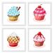 Quadros 20X20 (4 Uni) Nerderia Cupcakes Ilustracao 03