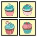 Quadros 20X20 (4 Uni) Nerderia Cupcakes Vetor