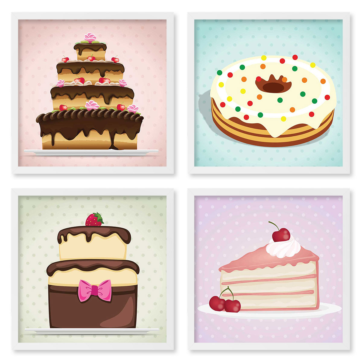 Quadros 20X20 (4 Uni) Nerderia Doces Ilustracao