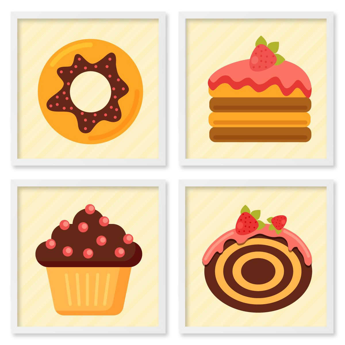 Quadros 20X20 (4 Uni) Nerderia Doces Vetor