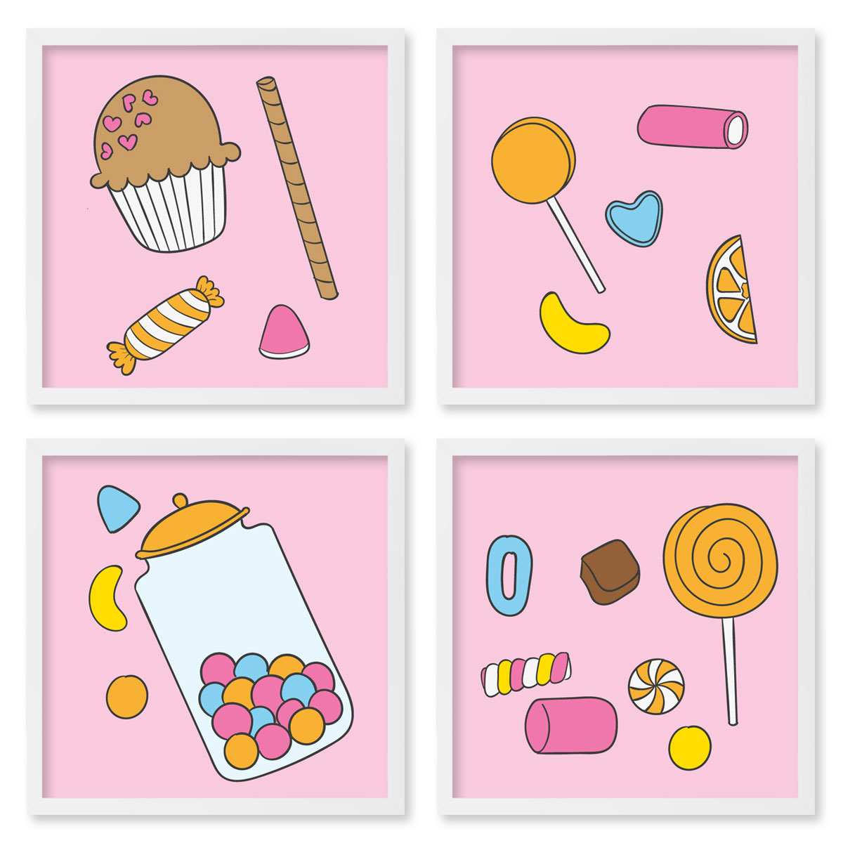 Quadros 20X20 (4 Uni) Nerderia Doces Voando
