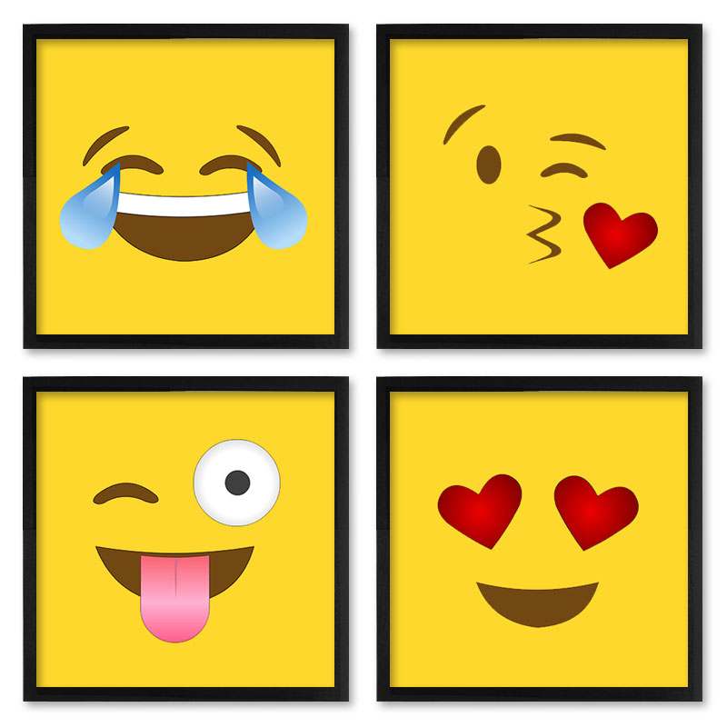 Quadros 20X20 (4 Uni) Nerderia Emoticos Whatsapp
