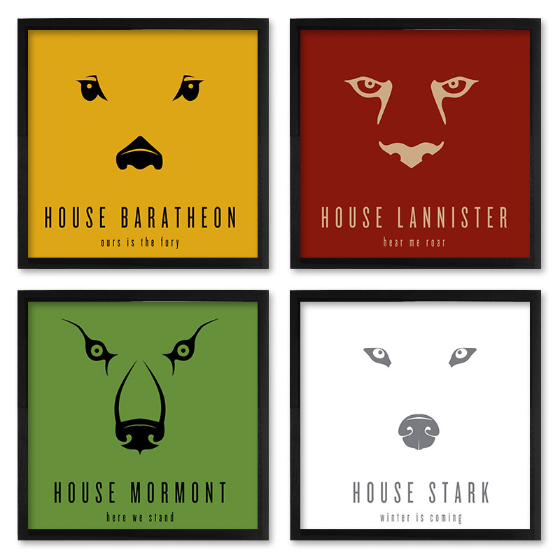 Quadros 20X20 (4 Uni) Nerderia Game Of Thrones Logos