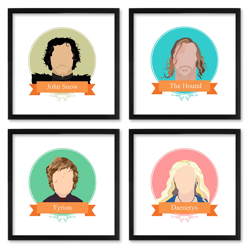 Quadros 20X20 (4 Uni) Nerderia Game Of Thrones Personagens