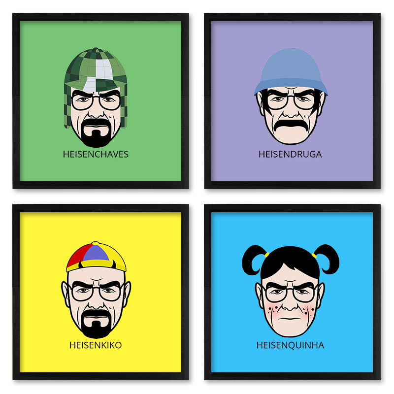 Quadros 20X20 (4 Uni) Nerderia Heisenberg Chaves