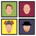 Quadros 20X20 (4 Uni) Nerderia Heisenberg Minimalista