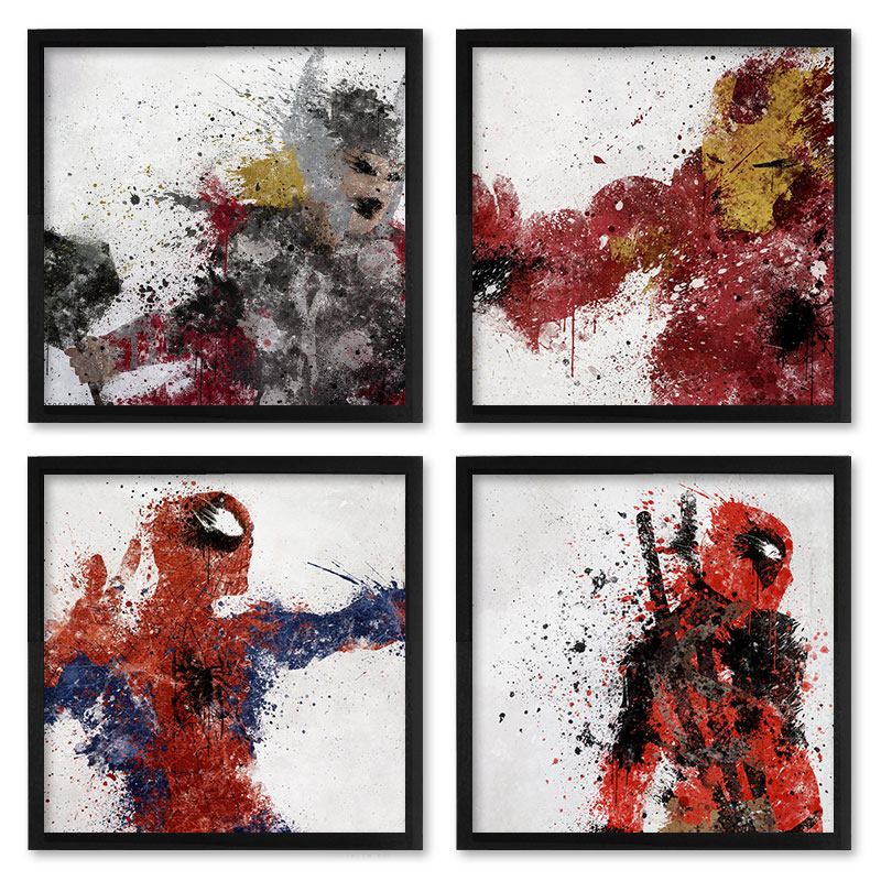 Quadros 20X20 (4 Uni) Nerderia Herois Splash 01