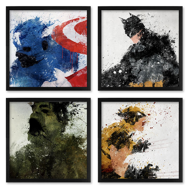 Quadros 20X20 (4 Uni) Nerderia Herois Splash 02