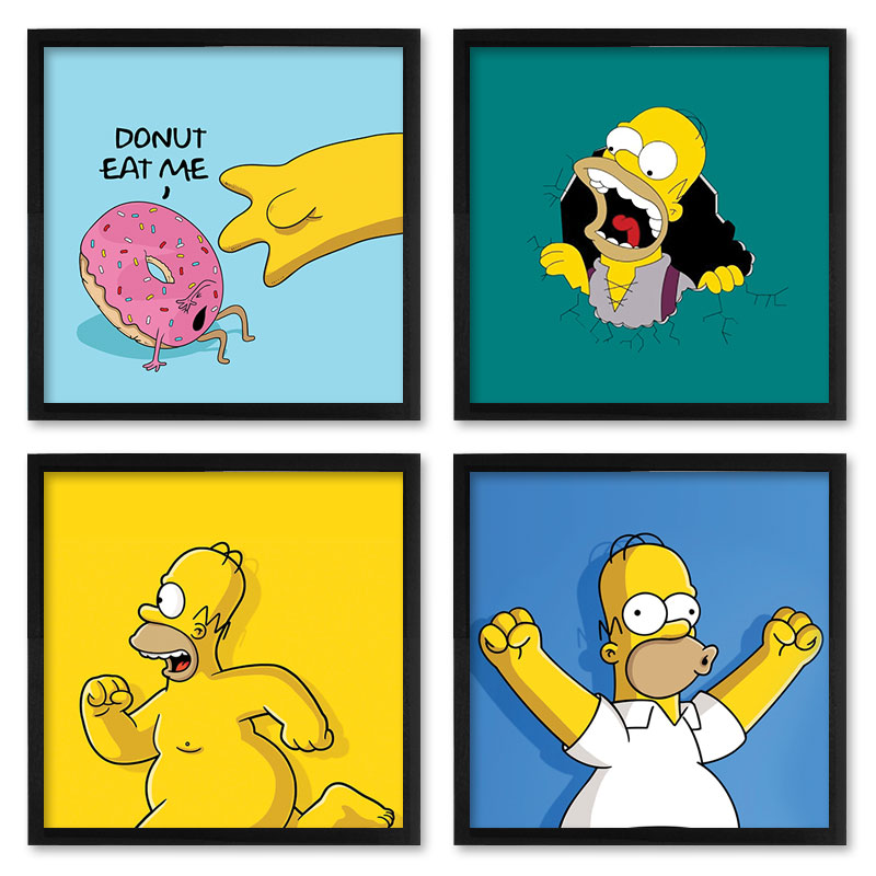 Quadros 20X20 (4 Uni) Nerderia Homer