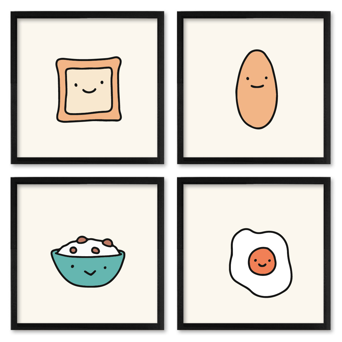 Quadros 20X20 (4 Uni) Nerderia Ilustracao  Cafe Da Manha