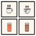 Quadros 20X20 (4 Uni) Nerderia Ilustracao Bebidas