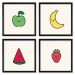 Quadros 20X20 (4 Uni) Nerderia Ilustracao Frutas