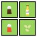 Quadros 20X20 (4 Uni) Nerderia Ingredientes Vetor
