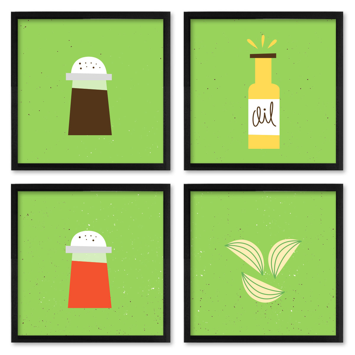 Quadros 20X20 (4 Uni) Nerderia Ingredientes Vetor