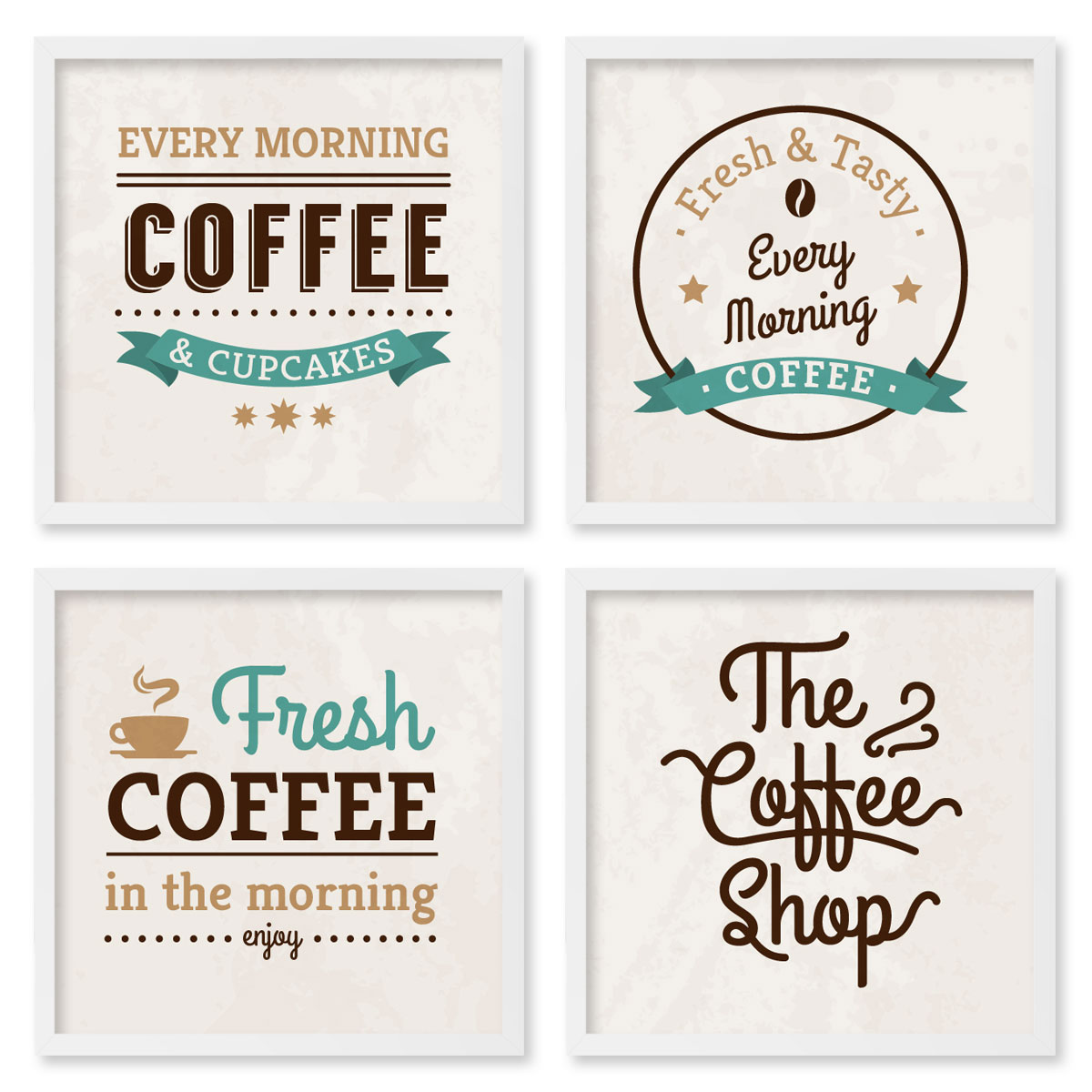 Quadros 20X20 (4 Uni) Nerderia Logos Coffee Shop 01