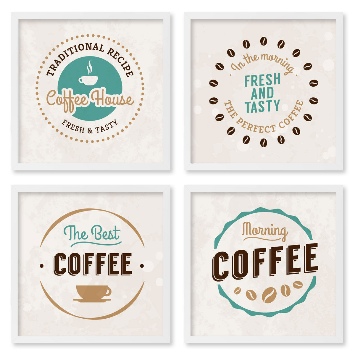 Quadros 20X20 (4 Uni) Nerderia Logos Coffee Shop 02